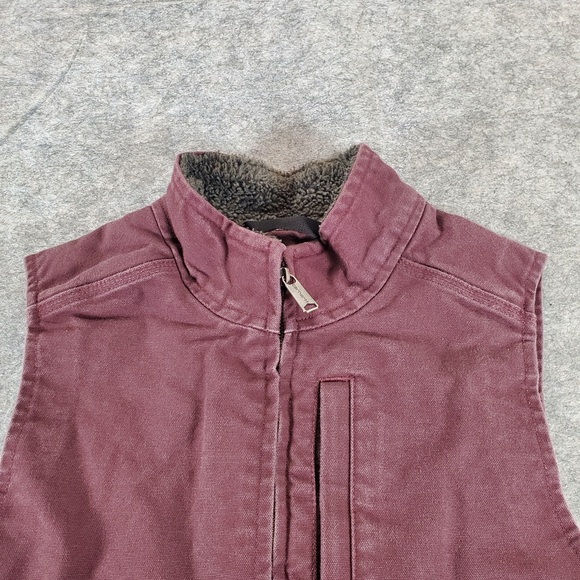 Carhartt Vest Womens Small Burgundy Red Duck Canvas 104224 V26 Sherpa Lined Work - Picture 2 of 10